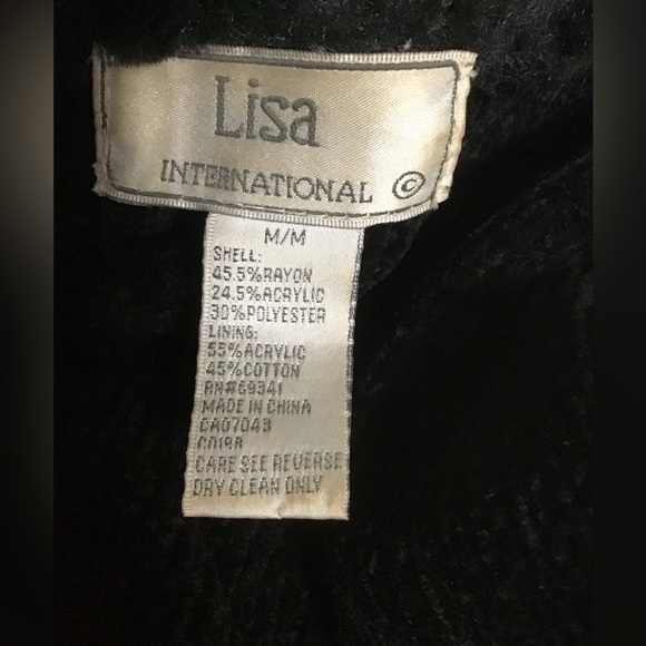 Lisa International Vintage Zip Up Sweater/Jacket/Black Knit/Faux Fur/EUC/Medium - Picture 6 of 7